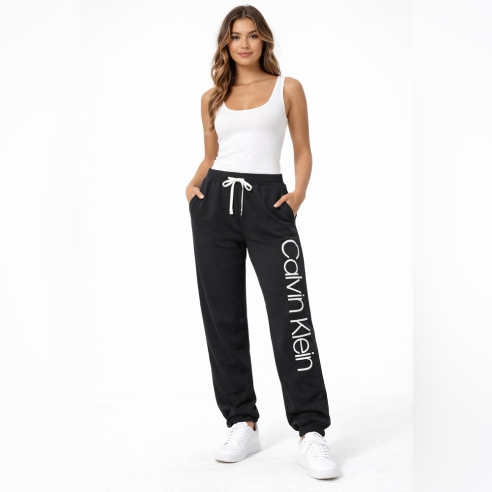 Calvin Klein Black Joggers with White Logo - Picture 1 of 4